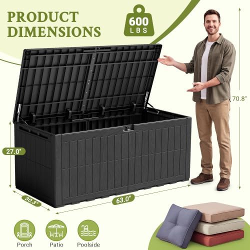 Flamaker 220 Gallon Large Outdoor Storage Box Waterproof, XL Resin Deck Box - Image 7