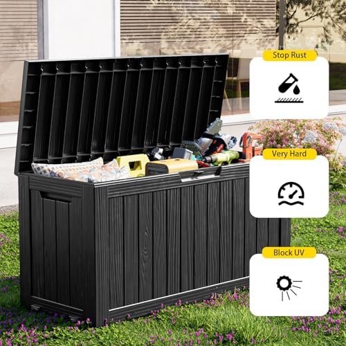 PatioZen 75 Gallon Resin Deck Box, Lockable Outdoor Storage Box - Image 4
