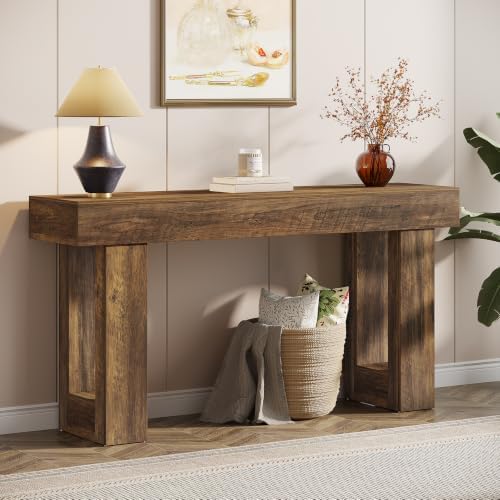 Tribesigns 63-Inch Long Console Table, Wooden Rectangular Sofa Table Behind The by Tribesigns