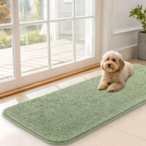 OLANLY Dog Door Mat for Muddy Paws 47x17, Super Absorbent Chenille Mud Mat by OLANLY