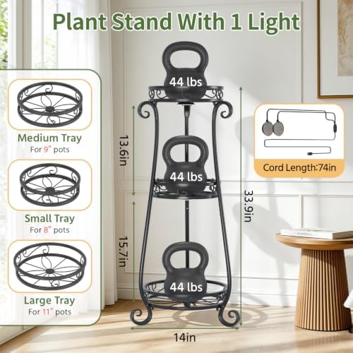 LASZOLA 3 Tiers Metal Corner Plant Stand Tall - Image 2