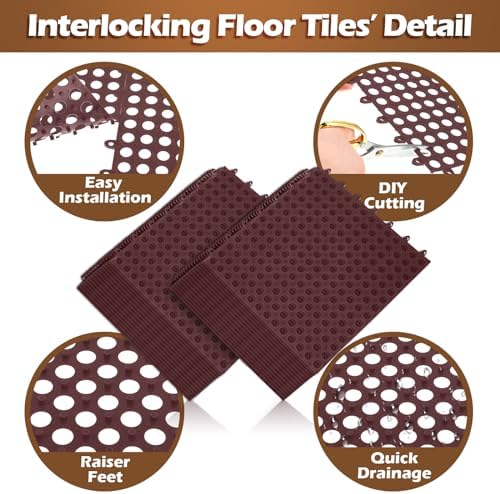 Tinideya 50 Pcs Rubber Outdoor Tiles 11'8 x 11'8 Inches - Image 3