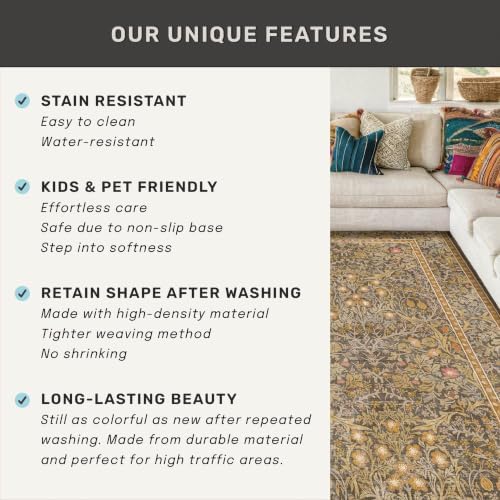 Brown 2'6" x 10' Hallway Runner Rug Non Slip - Image 6