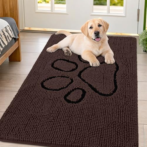 Smiry Dog Door Mat for Muddy Paws, Absorbent Non Slip Dirt Trapper by Smiry