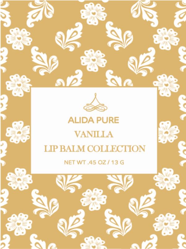 Vanilla Lip Balm Collection, Vegan Lip Balm Set, Beeswax Free, with Avocado Oil, Organic Jojoba Oil, and Vitamin E, Natural Moisturizer for Dry, Chapped Lips, 3 Tube Set