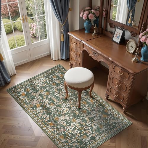 jinchan 3x5 Floral Vintage Washable Entrance Area Rug - Image 3