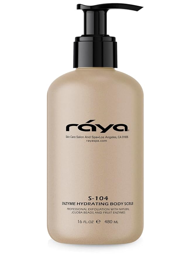 RAYA Enzyme Hydrating Body Scrub 16 oz Pineapple Scent (S-104) | Gentle and Exfoliating Body Scrub | Made with Seaweed, Jojoba Beads, and Fruit Enzymes