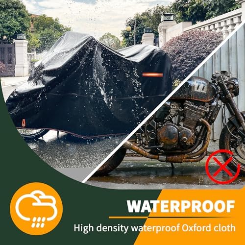 Enzeno Motorcycle Cover Waterproof Motorcycle Rain Tarp Outdoor Storage - Image 3
