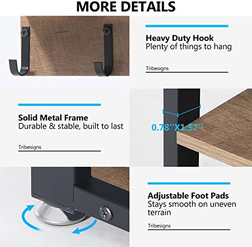Tribesigns Coat Rack Set, Hall Tree, Industrial Shoe Bench, 3 Storage Cubbies - Image 5