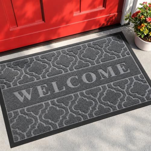 Yimobra Welcome Door Mat, 29.5 x 17 in, Dark Grey by Yimobra