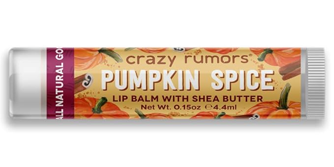 Crazy Rumors Pumpkin Spice Lip Balm. 100% Natural, Vegan, Plant-Based, Made in USA (1-Pack)