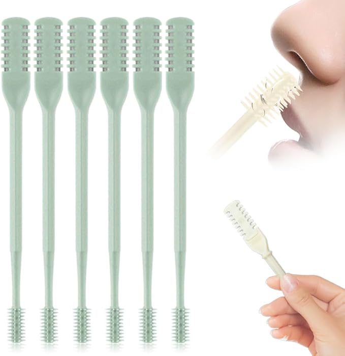 Nasal Hair Cutter, 2025 Upgraded Double Sided Noses Hairs Knife, 360° Rotating Portable Manual Nose Hair Trimmer, Noses Hairs Remover for Women Men Travel Essentials (Light Green, 6 Pcs)