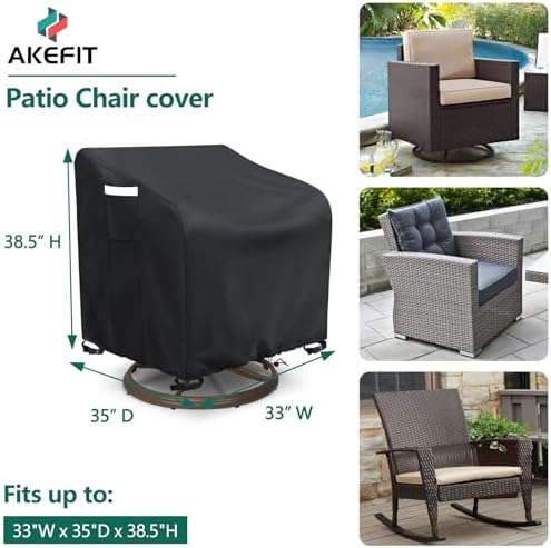 AKEfit Outdoor Swivel Lounge Chair Cover 2 Pack, Heavy Duty Waterproof Patio - Image 2