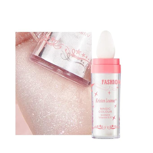 AKARY Shimmer Highlighter Powder, Fairy Polvo De Hadas Highlighter Powder & Blush Stick, Instant Glow Luminizer Duo, Glitter Body Face Hair High Gloss Stick, Sparkle Smudge-Proof Highlighter Stick Party Makeup (C-#01)