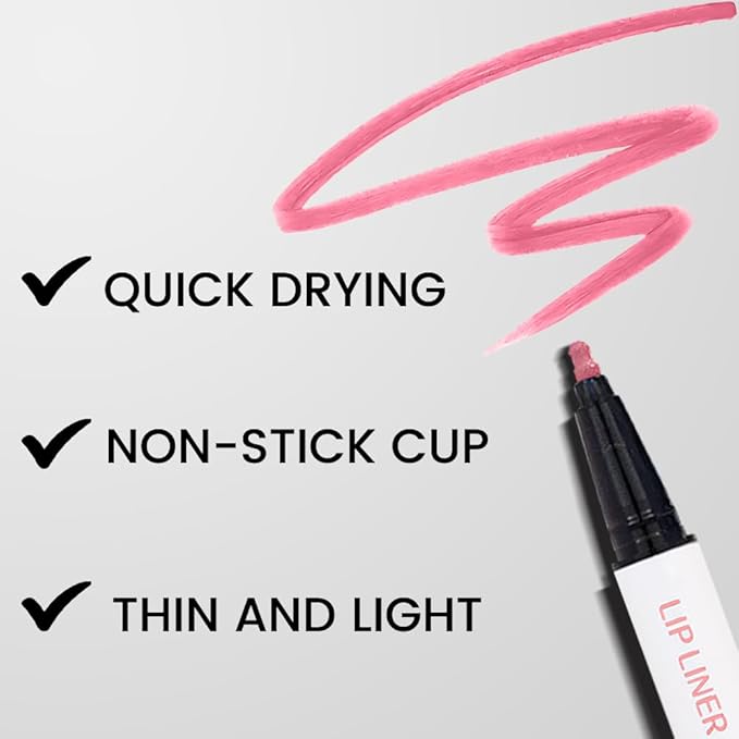 evpct Longwear Liquid Lip Liner Stain Marker Pen Long Lasting Waterproof, Warm Nude Pink Matte Semi Permanent 24 Hour Lip Liner and Lipstick Combo, Color Stay Lipliner All Day, Lips Stain peel off