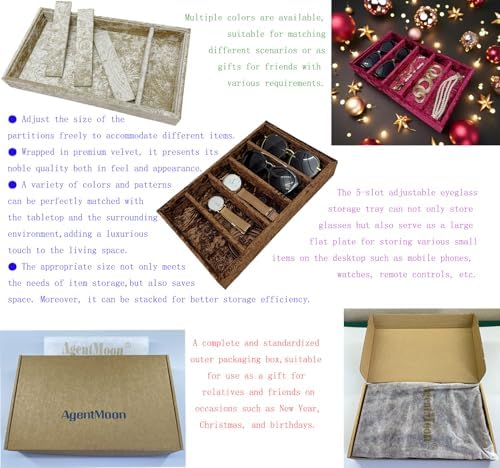 5-Compartment Velvet Sunglasses & Jewelry Organizer Tray. - Image 3