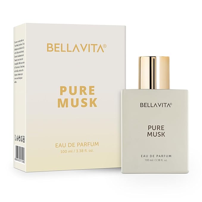 BELLAVITA Luxury Pure Musk Unisex Perfume | Notes of Lily of the Valley, Sandalwood and Tonka | Long Lasting Eau De Parfum for Men and Women | Premium, Woody, Animalistic Fragrance
