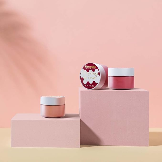 Lip Exfoliator Scrub and Lip Treatment - Gentle Lip Repair for Dry Cracked Lips and Lip Scrubs Exfoliator and Moisturizer - All Naturals Lip Brightening for Dark Lips (Cherry Honey)