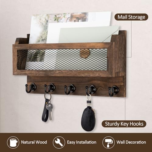 Nekon Mail and Key Holder for Wall Decorative, 11 Inch Mail Holder - Image 3