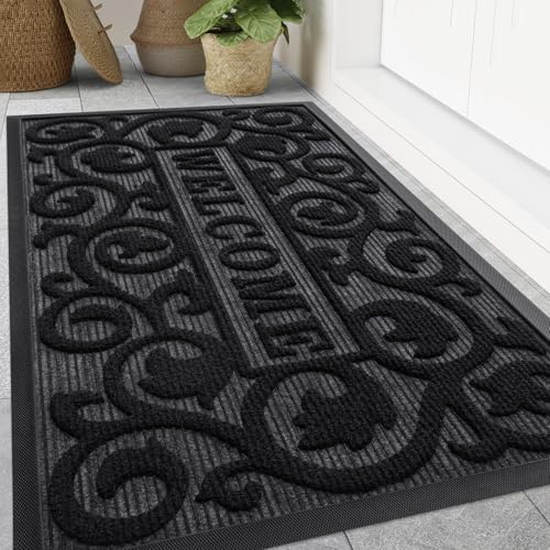 Smiry Front Door Mat Outside Entrance, Low Profile Rubber Doormat by Smiry