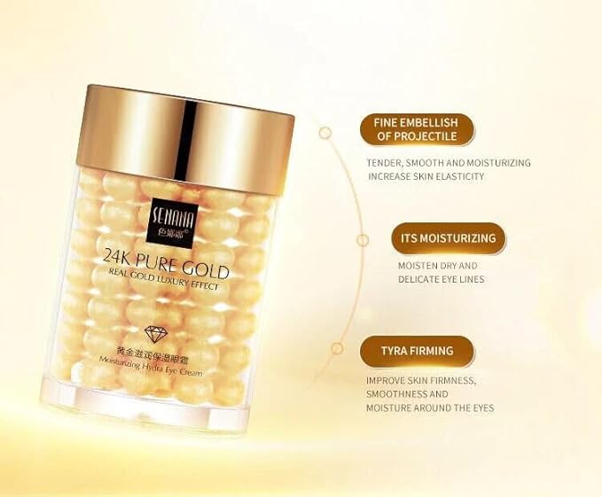 24K Gold Eye Cream For Deep Hydrating, Anti-Aging Gold Eye Cream For Dark Circles And Puffiness,Moisturizing Lightenex Gold Cream Lifting Eye SENANA (1 PACK)