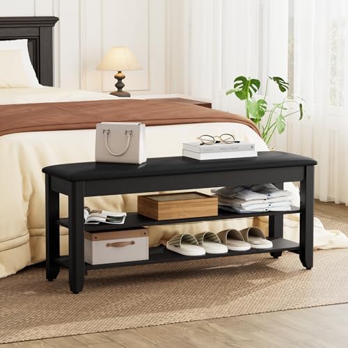Homleke 39.4" Wide Solid Wood Shoe Rack Bench - Image 5