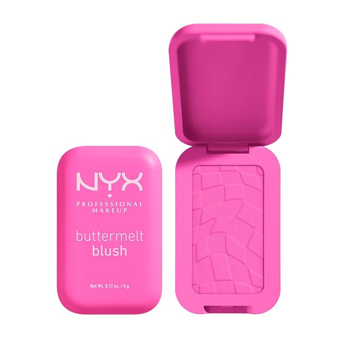 NYX PROFESSIONAL MAKEUP Buttermelt Powder Blush, Fade and Transfer-Resistant Blush, Up to 12HR Make Up Wear, Vegan Formula - My Butta Half