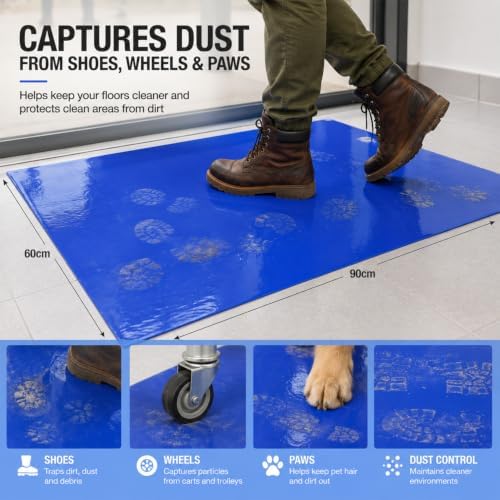 Blue Cleanroom Sticky Mat, 24 x 36 Inch, 5 Pack, 150 Sheets - Image 6