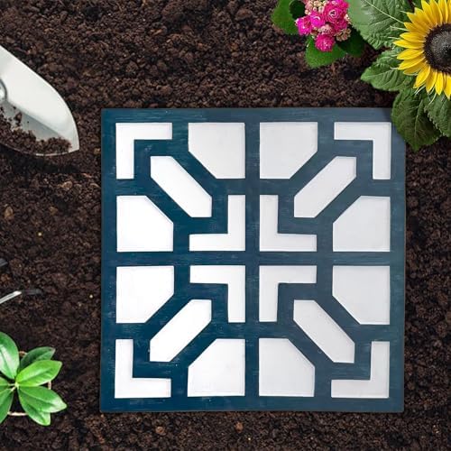 2 Pack Square Stepping Stones, 10” Cement Garden Path Stones in Moroccan Tile - Image 5