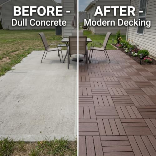 11 Interlocking Deck Tiles, 11.42"x11.42" Patio Tiles - Image 6