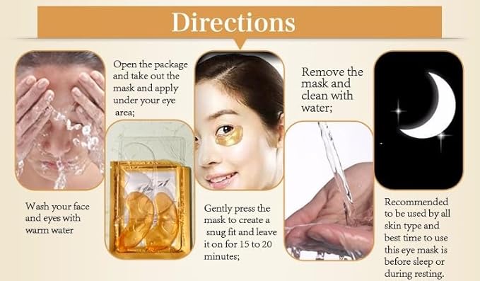 24K Gold Eye Patches (12 Pairs) Collagen, Anti-Wrinkle, Anti-Aging, Beauty & Personal Care, Dark Circles & Puffiness