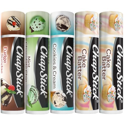 ChapStick Lip Care Bundle – Ice Cream Classics + Cake Batter Lip Balm, 0.15 Ea (5 Piece Set)