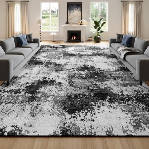 Washable Rug 9x12 Area Rugs for Living Room Bedroom Carpet Black by Acapet