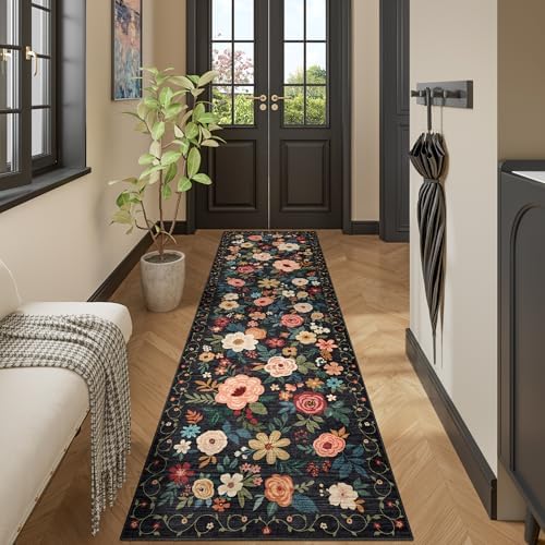 DUKINO 2x10 Runner Rug, Floral Washable Kitchen Runner Rug Non Slip - Image 5