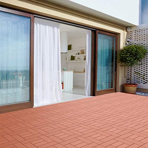 Pure Garden 50-LG1190 Patio and Deck Tiles – Interlocking Criss-Cross Pattern - Image 2