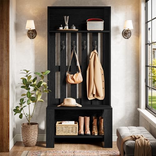 Tribesigns Hall Tree with Bench and Shoe Storage, Modern Entryway Bench with - Image 2