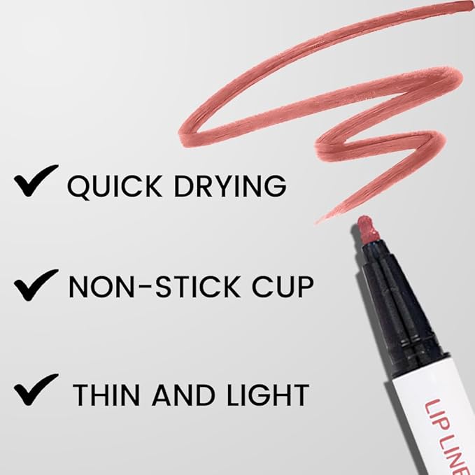 evpct Longwear Liquid Lip Liner Stain Marker Pen Long Lasting Waterproof, Maroon Dusty Mauve Matte Semi Permanent 24 Hour Lip Liner and Lipstick Combo, Color Stay Lipliner All Day, Lips Stain peel off