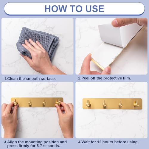 Key Holder with 4 Hooks, Adhesive Key Hanger Organizer - Image 5