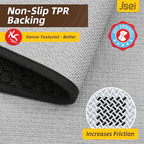 JSEI Dirt Trapper Door Mat 24"x36", Non-Slip Entryway Rugs, Dark Grey - Image 5