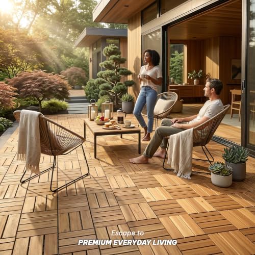 Acacia Interlocking Deck Tiles, 12 Slats - Image 4