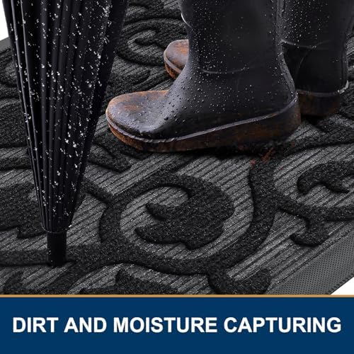 Smiry Front Door Mat Outside Entrance, Low Profile Rubber Doormat - Image 3