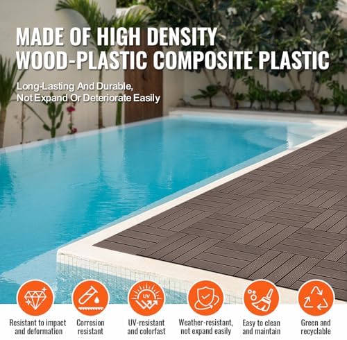 VEVOR Interlocking Deck Tiles Plastic Wood, 10 Pack, Patio Floor Decking - Image 6