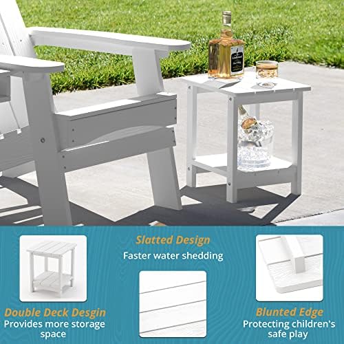 LUE BONA Outdoor Side Table, 2-Tier HDPS Small Patio Table - Image 6