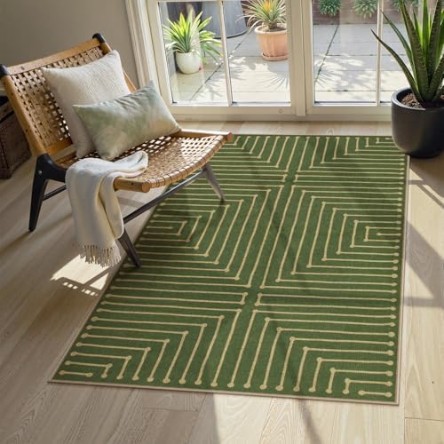Lahome Green 3x5 Outdoor Rug for Entryway, Rhombus Easy Jute Frotn Porch Rug by Lahome