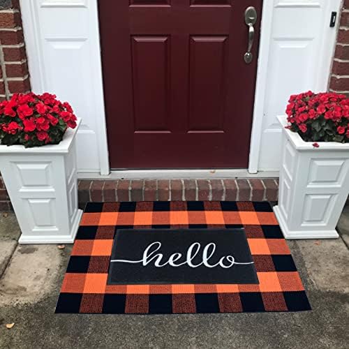 Fall Décor Orange and Black Plaid Rug, Hand-Woven Rug - Image 6