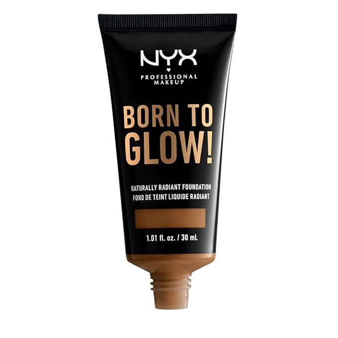 NYX PROFESSIONAL MAKEUP Born To Glow Naturally Radiant Foundation, Medium Coverage - Warm Mahogany