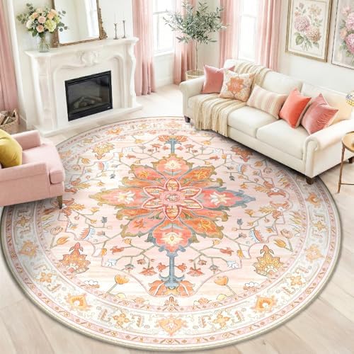 RELEANY Washable Area Rug, Round 8ft by RELEANY