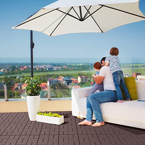 Goovilla Plastic Interlocking Deck Tiles, 9 Pack 12"x12", Dark Brown - Image 6