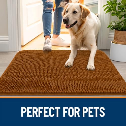 OLANLY Dog Door Mat for Muddy Paws 44x24, Super Absorbent Chenille Mud Mat - Image 6