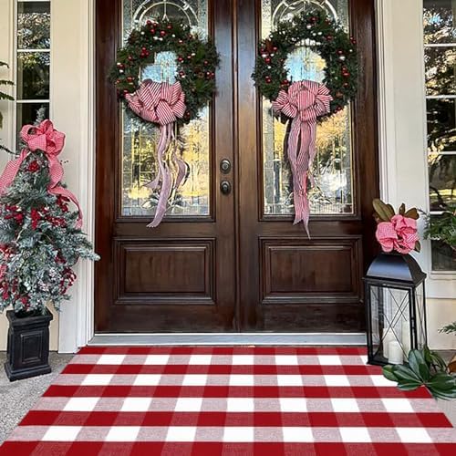 Buffalo Plaid Outdoor Rug, Layering Rug by BOTTA